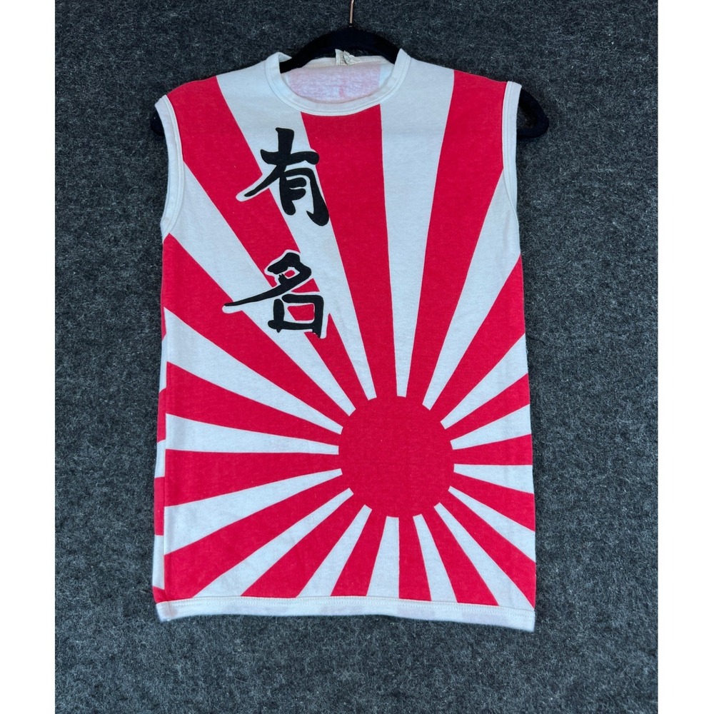 Vintage 70s Fame London Rising Sun Muscle Tee Red White Euro Top Womens Medium